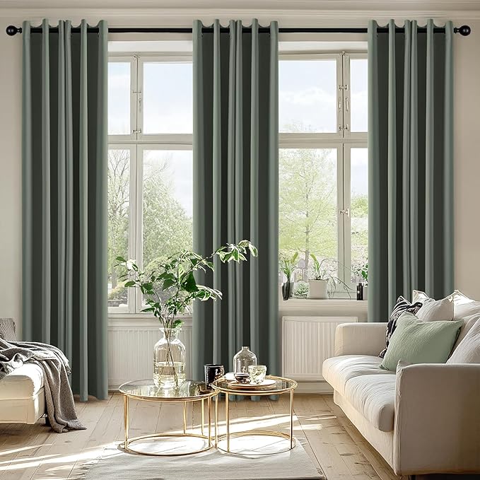 MIULEE Dark Mallard Blackout Curtains for Bedroom Living Room 84 Inches Long 2 Panels, Thermal Insulated Room Darkening Drapes Solid Grommet Noise Reduction Light Blocking Window Treatments 40x84 Inch