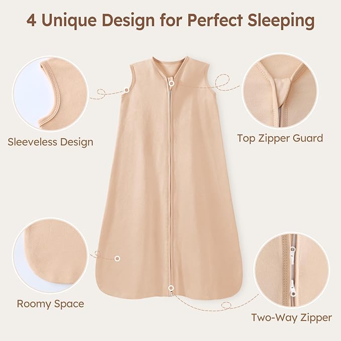 Unnivoll Baby Sleep Sack 18-24 Months 3 Pack 100% Cotton Lightweight 0.5 TOG Wearable Blanket Baby Sleep Bag with 2-Way Zipper for Newborn Infant Orange Flowers & Plaid