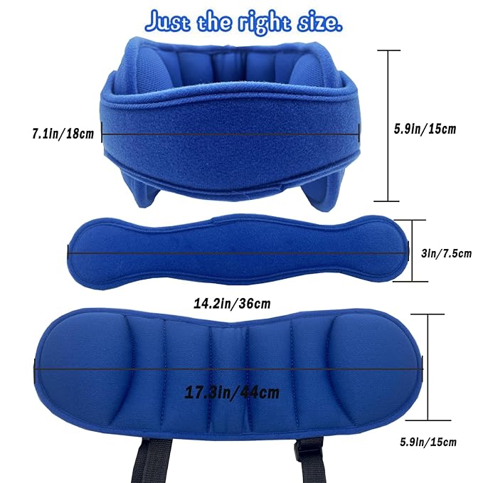 Adjustable Baby Head Support for Car Seat Soft Neck Relief Fit 1-4 Year-Old Toddlers Blue