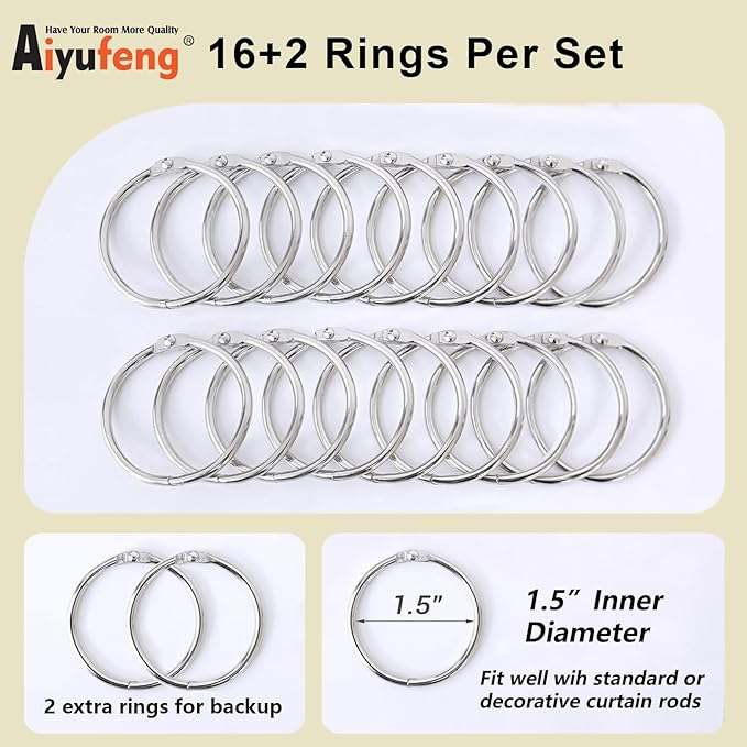 Aiyufeng 2 Panels 100% Blackout Curtain Liners for 63 Inch Curtains, Each 50" Wx58 L, 2 Liners Per Set With 18 Pieces Rings, Greyish White for Small Window