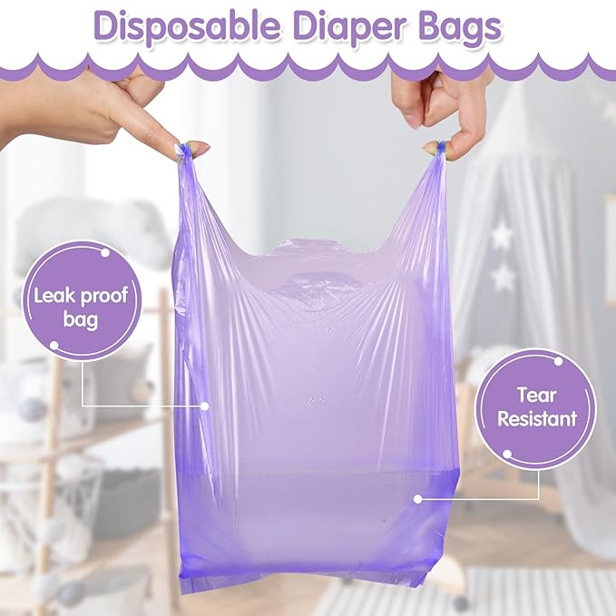 1600 Count Baby Disposable Diaper Bags Scented Diaper Sacks with Tie Handle Disposal Trash Sacks Baby Poop Waste Bag Refill(Purple)