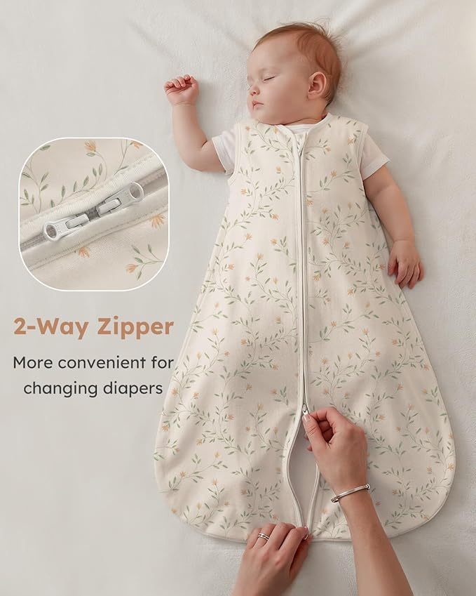 Yoofoss Baby Sleep Sack 12-18 Months Wearable Blanket for Babies 100% Organic Cotton 2-Way Zipper TOG 0.5 Toddler Sleeping Sack 3 Pack, Comfy Lightweight Sleep Sacks