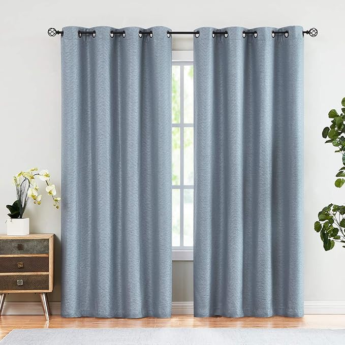 Treatmentex Linen Window Curtains Chevron 96-inch Long for Master Bedroom Blackout Linen Texture Drapes Embossed Thermal Insulated Curtains 2 Panels
