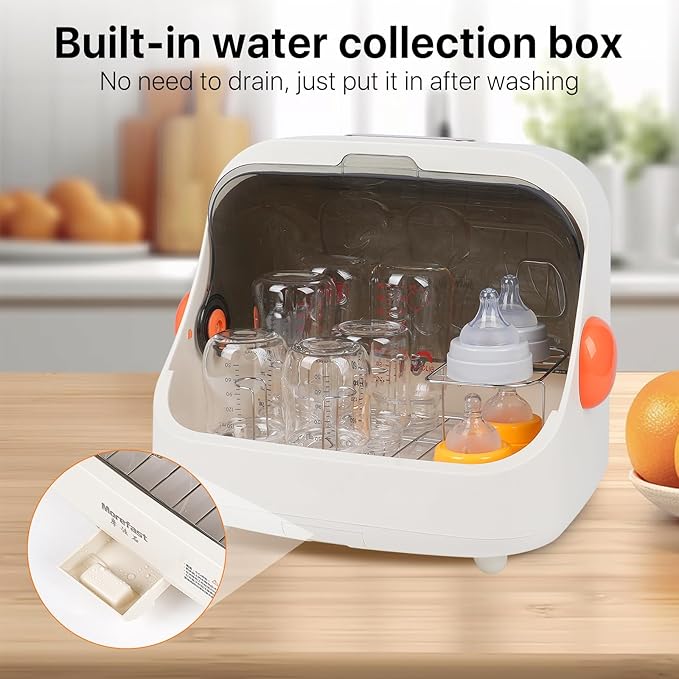 Nollapo Transparent Baby Bottle Drying Rack with Double Lid and Removable Drain Tray Dust-Proof Storage Box
