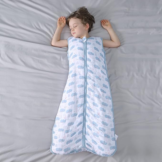 TADO MUSLIN Toddler Sleep Sack, 70% Rayon from Bamboo and 30% Cotton Baby Wearable Blanket Winter 2.5 TOG Sleeping Sacks Warm Soft Muslin Rhino (2-4T)