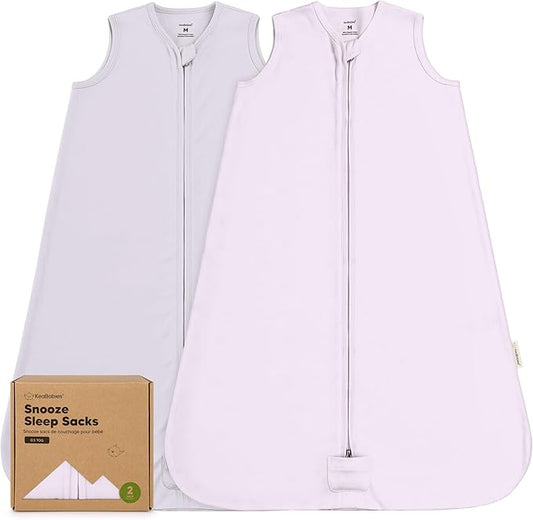 2-Pack Baby Sleep Sacks, Zipper Wearable Blanket - 0.5TOG Organic Cotton, Lightweight, Soft Cozy Toddler Sleeping Sack 6-12 months, Easy to Wear Large Newborn Transition Swaddles Sleepsacks (Lilac)