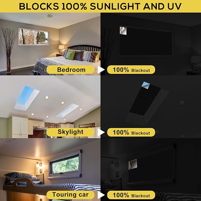 Portable Blackout Shades (157" x 57") Travel Window Blackout Curtains, 100% Blackout Material Temporary Blinds for Baby Nursery, Bedroom, Dorm Room, or Travel Use