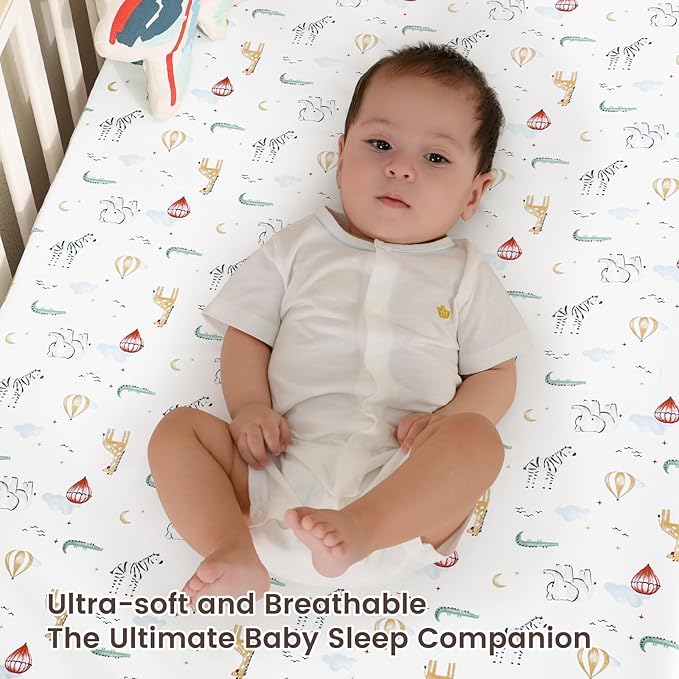 david's kids 3 Pack Fitted Crib Sheets, Ultra Soft Breathable Comfortable Baby Sheet Set for Boys Girls Neutral, 28x52 Inch Fits Standard Crib and Toddler Mattresses, Animals