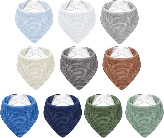 NISXABEBE Muslin Baby Bibs,Soft Triangular Baby Bandana Drool Bibs for Baby Boy Girl,Solid Colors Bib for Drooling Teething