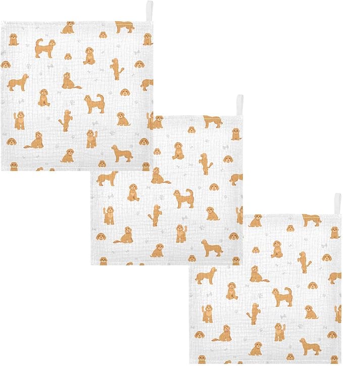 vvfelixl Baby Cotton Washcloths Labradoodle Dog Infants Bath Towel for Unisex Puppy Face Towels for Newborn, Natural Baby Wipes Delicate Skin, 11.8 X 11.8 inch, one sizex5