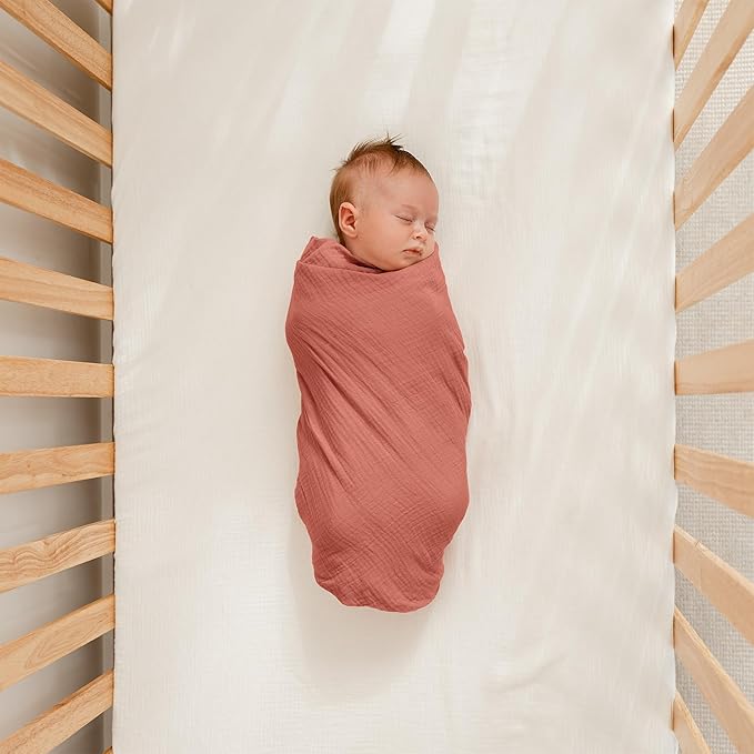 Comfy Cubs Muslin Swaddle Blankets Pack of 3, 42 x 42 Inch Soft 100% Cotton Baby Blanket Set, Large Wraps for Newborns - Self-Soothing Swaddles for Newborns - Blush, Bold Blush, Dusty Rose