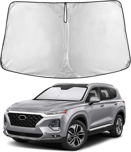EcoNour Windshield Sun Shade for Hyundai Santa Fe 2013–2018 | Front Window Sunshade | Foldable Car Sun Protector | Blocks UV Rays & Keeps Interior Cooler