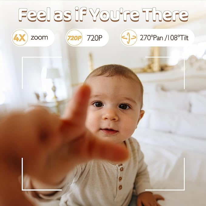 Baby Monitor with Camera and Audio, No WiFi, 5" HD IPS Screen & Remote Pan-Tilt-Zoom, HD Night Vision, 2-Way Talk, Cry Notifications, Temperature Sensor, 5 Lullabies, 1000ft Long Range