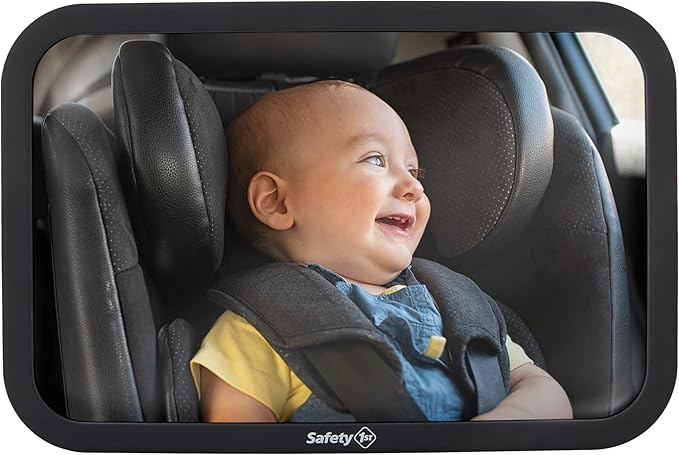 Safety 1st Baby Backseat Headrest Mirror for Rear Facing Infant Car Seat View, Universal Shatterproof Light & Wide Rearview Convex Glass, Black