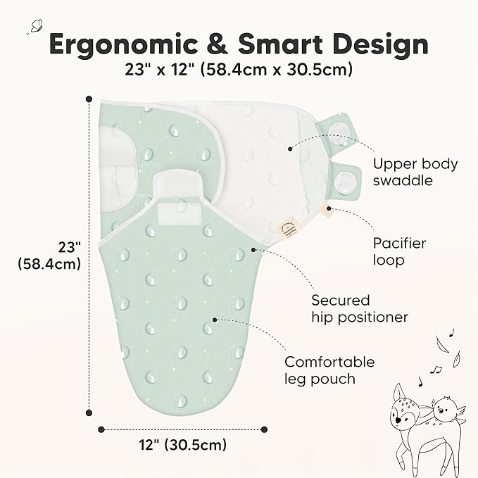 KeaBabies 3-Pack Organic Baby Swaddle Sleep Sacks - Swaddles for Newborns, Infant 0-3 Months, Baby Girls, Boys, Soft & Snug Newborn Sleep Sack, Nursery Swaddling Blankets (Lunaris)