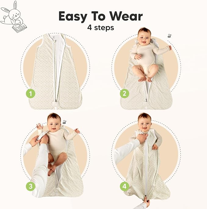 2-Pack Baby Sleep Sacks, Zipper Wearable Blanket - 0.5TOG Organic Cotton,Lightweight,Soft Cozy Toddler Sleeping Sack 12-24 months,Easy to Wear Large Newborn Transition Swaddles Sleepsacks (BumbleBear)