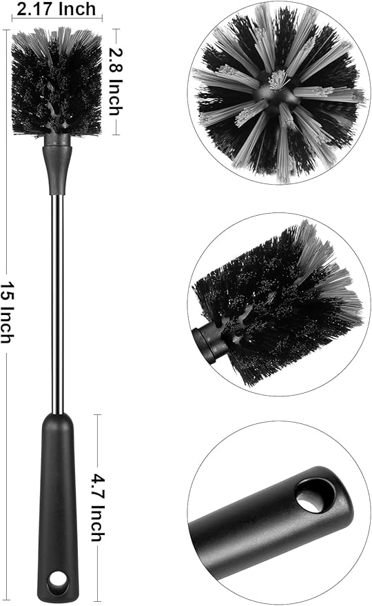 SweeBe Bottle Brush, Long Stainless Steel Handle Water Bottle Brush Cleaner, Sports Bottle Scrubber, Kitchen Scrub Cleaning Brushes for Beer Bottles, Cups, Wine Glasses, Coffee Mugs, Tumblers, Thermos