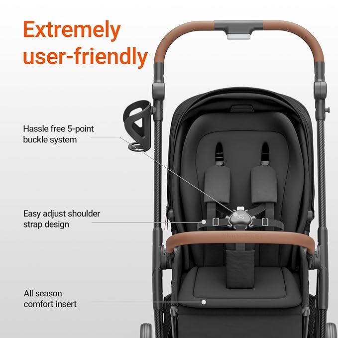 MAMAZING Air Lux Baby Stroller with Bassinet from Newborn to 50 lbs, Strength Carbon Fiber Frame Only 15.8lbs, Bassinet Stroller Included Reversible Seat, Car Seat Adapter & Large Storage Basket
