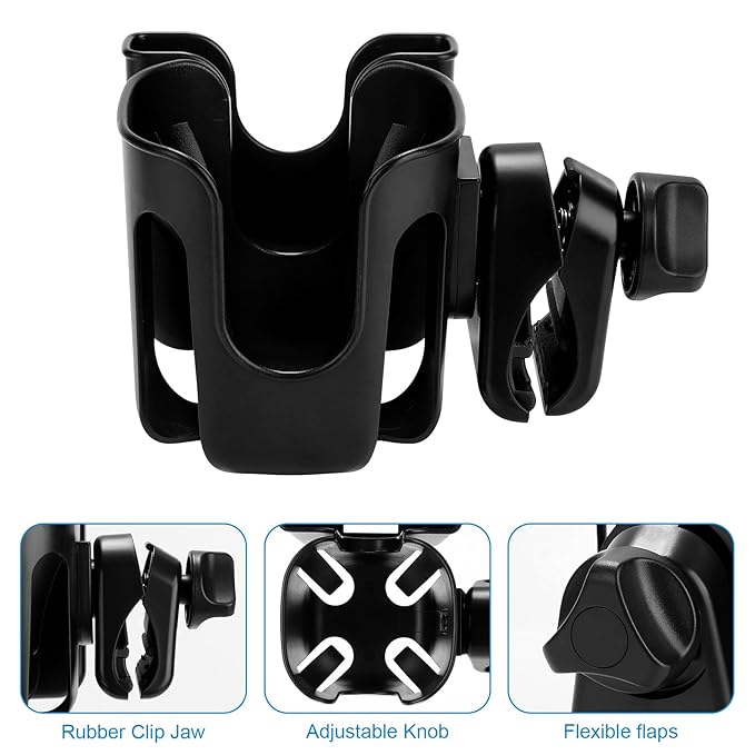 Accmor Universal Cup Holder, Stroller Cup Holder, 360° Rotatable Large Caliber Designed Bottle Phone Holder for Stroller, Bike, Wheelchair, Walker, Scooter