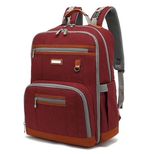 Diaper Bag Backpack, Large Baby Nappy Bags with Portable Changing Pad for Boys and GirlsMultifunction Travel Baby Bag for Moms Dads, Shower Gifts Waterproof and Stylish，Red