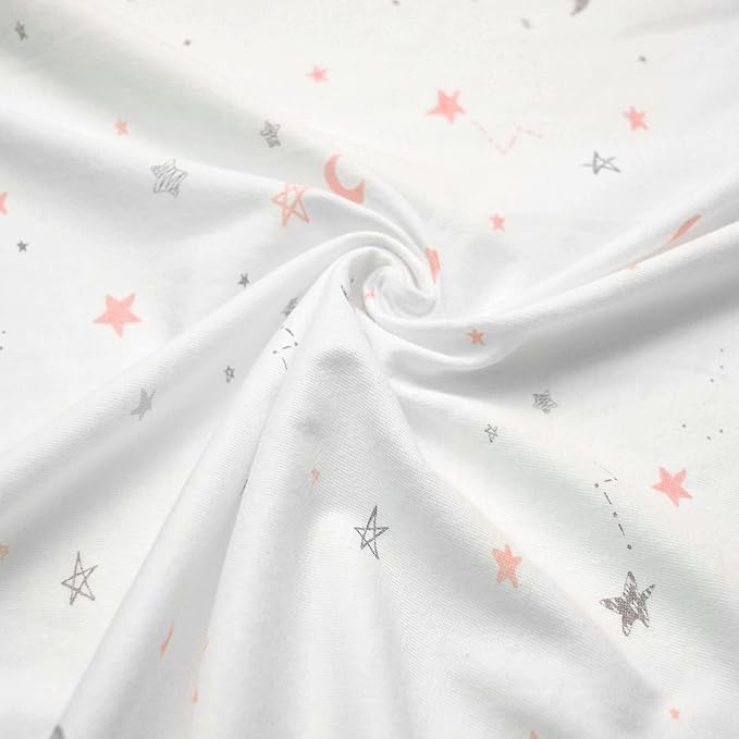 American Baby Company 2 Pack Printed 100% Cotton Knit Fitted Contoured Changing Table Pad Cover - Compatible with Mika Micky Bassinet, Pink Stars and Zigzag, for Boys and Girls