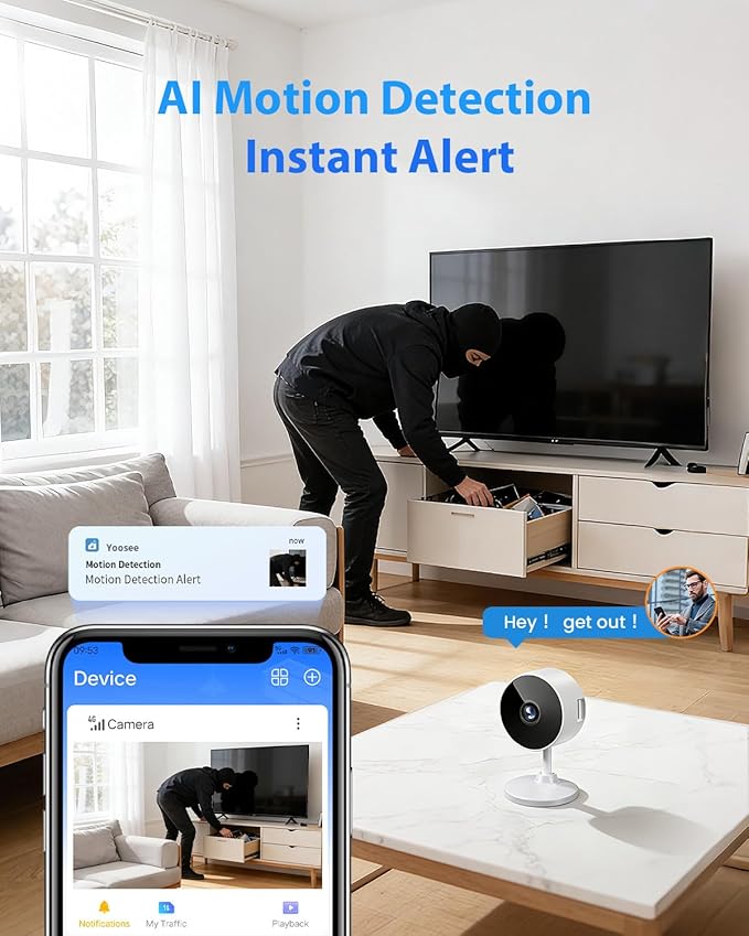 5G/2.4G Cameras for Home Security - 2K Home Cameras Indoor with AI Motion Detection, Night Vision, 2-Way Audio for/Pet/Dog/Cat/Baby Monitor, 24/7 SD Recording with Phone App, 2PCS