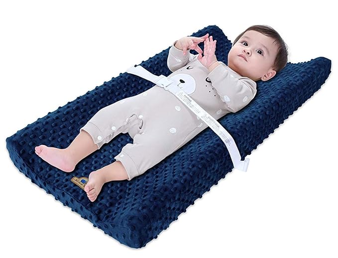 BlueSnail Ultra Soft Minky Dot Changing Pad Cover 2 Pack (Gray+Navy, 2 Pack)