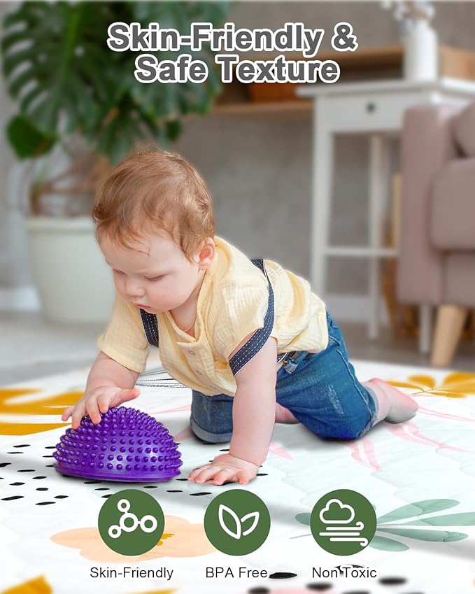 Premium Foam Baby Play Mat 74x50 – Removable & Machine Washable Cover, Extra Thick Padding Playpen Mat, Non-Slip Crawling Mat, Easy to Clean for Infants, Toddlers & Babies
