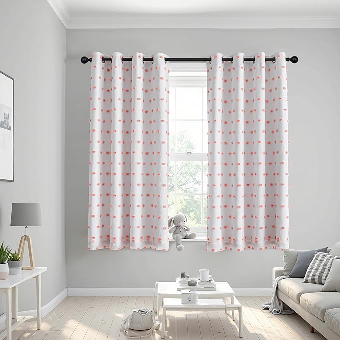 MEETSKY Pink Blackout Kids Curtains for Girls Bedroom 63 Inches Long Total Light Blocking Curtains for Kids Room 2 Panels Small Window Curtain Drapes 2 Layered Room Darkening Grommet,52 x 63 Inch