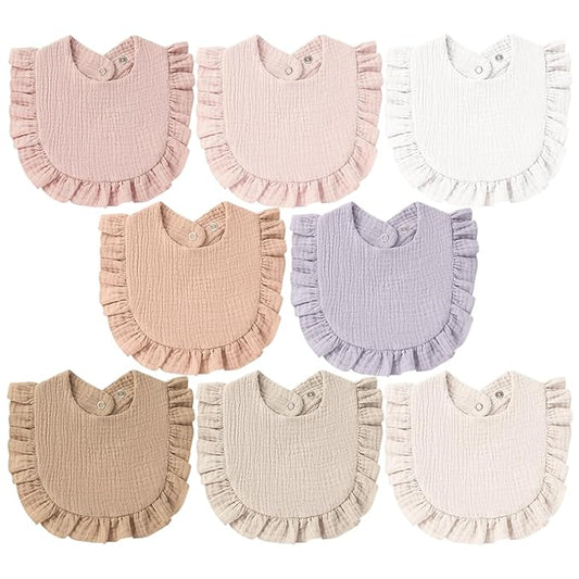 MairMore 8-Pack Muslin Baby Bandana Drool Bibs for Unisex Girls & Boys – 100% Cotton Bibs, Soft & Absorbent Teething and Drooling Essentials for Newborns