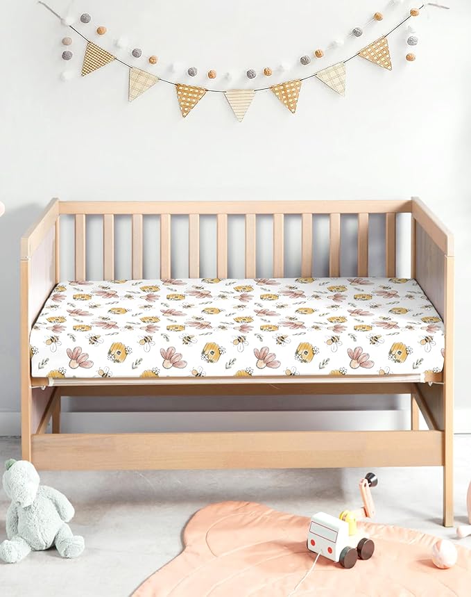 Pack and Play Sheets 2 Pack, Fitted Jersey Knit Mini Crib Sheets for Baby Boys and Girls, Compatible with Graco Pack N Play and Mini Crib Mattress (Nemo Dots, Pack N Play/Mini Crib Sheets)