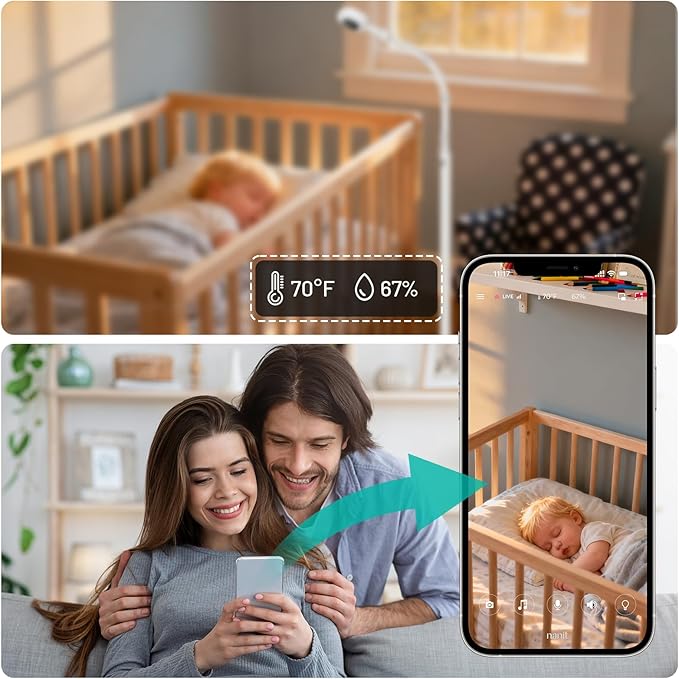 Upgraded Nanit Floor Stand, Heavy-Duty Nanit Pro Baby Monitor Stand Adjustable Gooseneck Holder Compatibility for Nanit Pro/Plus/Original Cameras, No Tools or Wall Damage (Camera Not Included)