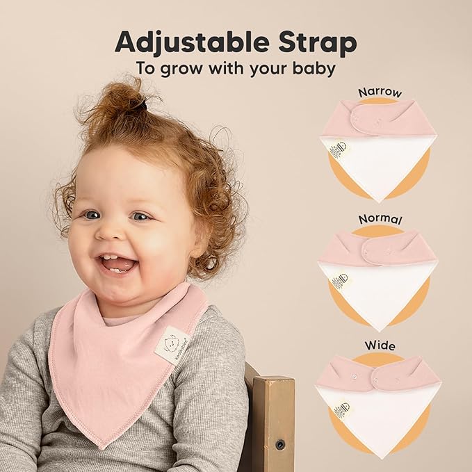 KeaBabies 8-Pack Organic Baby Bandana Bibs for Girls - Super Absorbent Triangle Baby Bibs for Drooling and Teething Infant, 100% Cotton Extra Soft for Newborn, Infant 0-36 Months (Dawn)