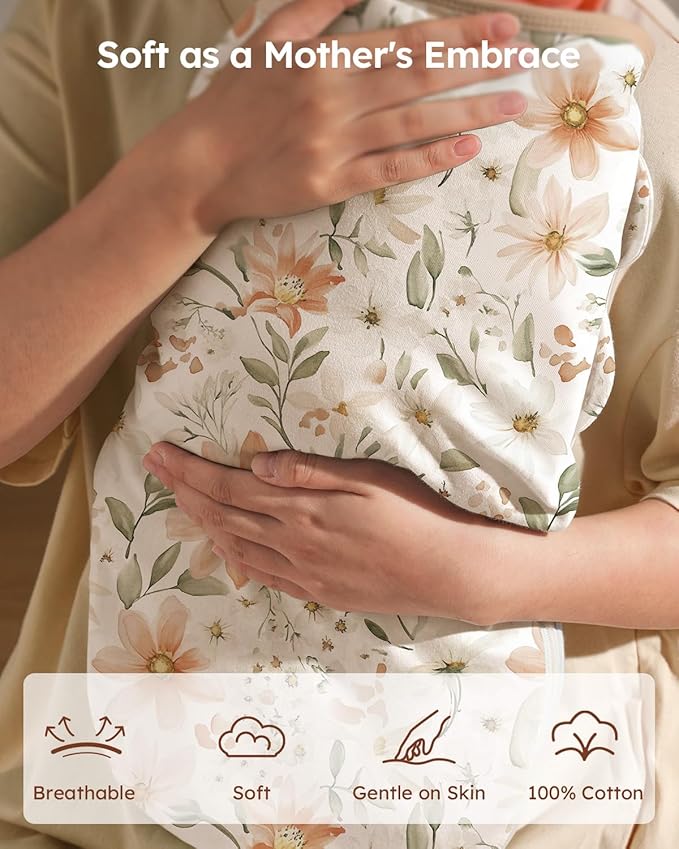Baby Swaddles for Newborns with Zipper, 100% Cotton Newborn Swaddle Sack, 3 Pack Baby Swaddles 3-6 Months Swaddle Sleep Sack for Newborn Baby Boy Girl Orange Flower
