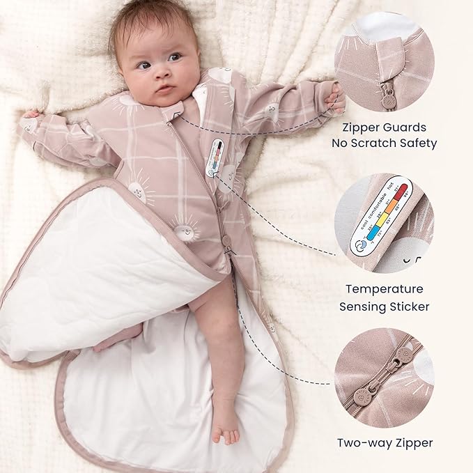 Unisex Sleeping Bag for Babies and Toddlers 1.0 Tog Sleep Sack 6-18 Months, Newborn Sleep Sack, Wearable Blanket Baby, One Piece Long Sleeves, Gifts for Baby