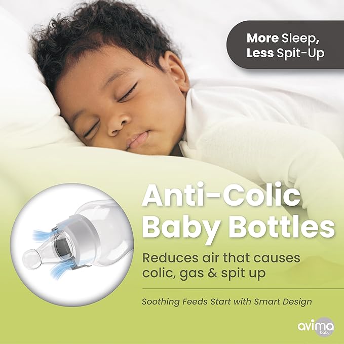 Avima Baby Anti Colic Nipples for Standard Neck Bottles, Silicone Breast Like Nipples - Newborn 0 to 3+ Months, Slow Flow, Level 1 (Pack of 6)