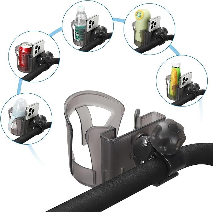 Accmor 2-in-1 Walker Cup Holder with Phone Holder, Wheelchair Cup Holder, Rollator Cup Holder, Cup Phone Holder for Walker, Wheelchair, Rollator, Mobility Scooter