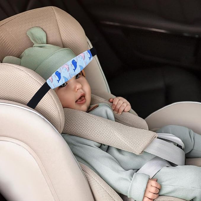 2 Pcs Baby Head Support Band for Stroller Car Seat Neck Relief and Head Support Holder for Kids Children Toddler Infant(Blue)