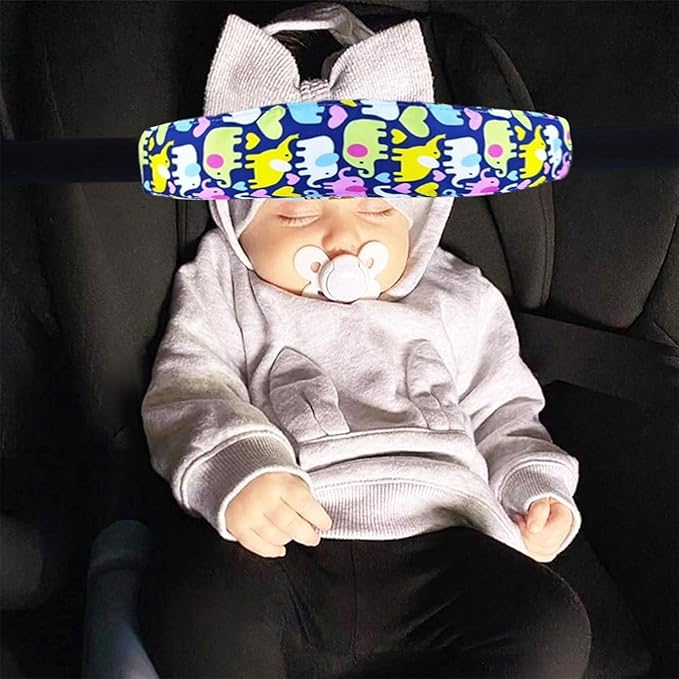 2 Pcs Baby Head Support for Car Seat, Carseat Head Support for Infant Toddler Kids Children Stroller Seat Neck Relief Head Band Sleeping Traveling (Rabbits and Elephants)