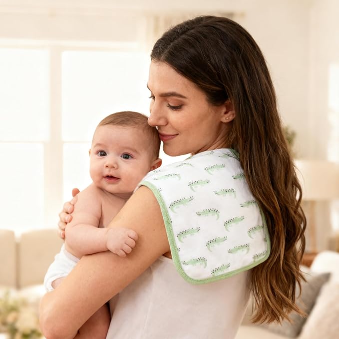 Hakochia Burp Cloths for Baby Boy & Girl Organic Cotton Large Unisex Burp Clothes Extra Absorbent Soft Neutral Burping Rags Spit Up Cloth Sets for Newborns 8 Pack