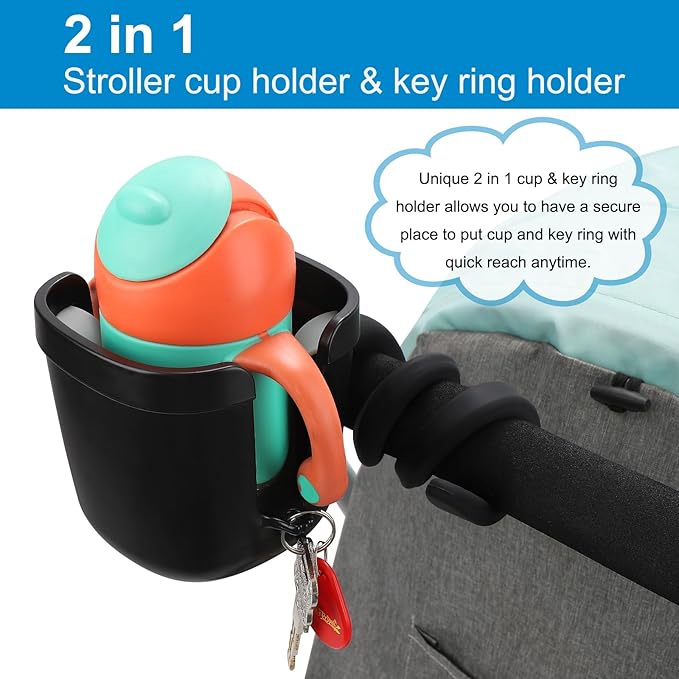Accmor Stroller Cup Holder, Universal Cup Holder for Uppababy Nuna Doona Strollers, Bottle Drinks Holder for Wheelchair, Walker, Bike, Scooter