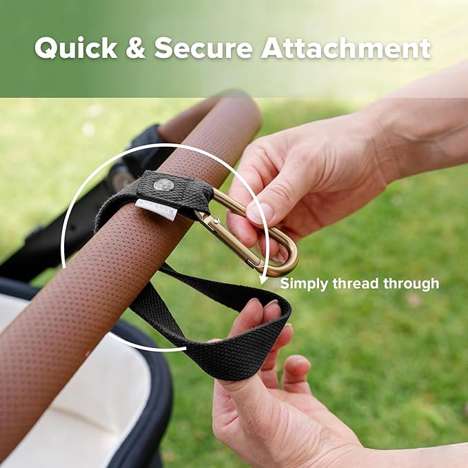 haakaa Baby Stroller Hooks for Bags丨Universal Stroller Clips and Hooks, Non-Slip with One-Hand Opening, Multipurpose Stroller Straps for Diaper Bags, Backpacks, Bikes & Shopping Carts - Black, 2 Pack