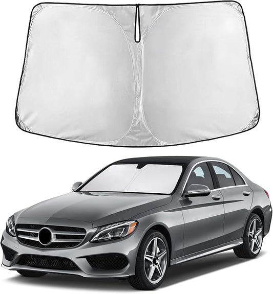 Econour Windshield Sunshade for Mercedes-Benz C-Class 2014-2019 2020 2021, Sun Visor for Front Windshield & Window Sun Shade Cover, UV Heat Blocker & Protector, Car Accessories