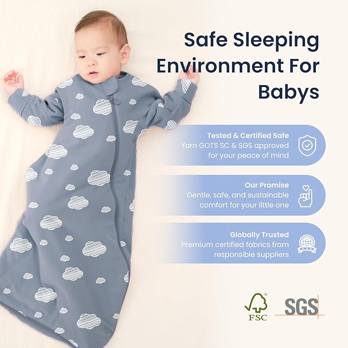 Unisex Sleeping Bag for Babies and Toddlers 1.0 Tog Sleep Sack 18-36 Months, Newborn Sleep Sack, Wearable Blanket Baby, One Piece Long Sleeves, Gifts for Baby