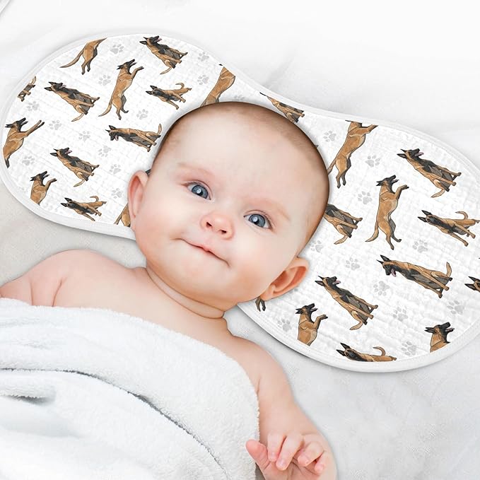 Qinllo 2 Pack Muslin Burp Cloths German Dogs Paw Prints White Cotton Baby Burp Cloths Extra Absorbent and Soft Thick Burping Cloth for Newborn Must Haves 22x11 Inch