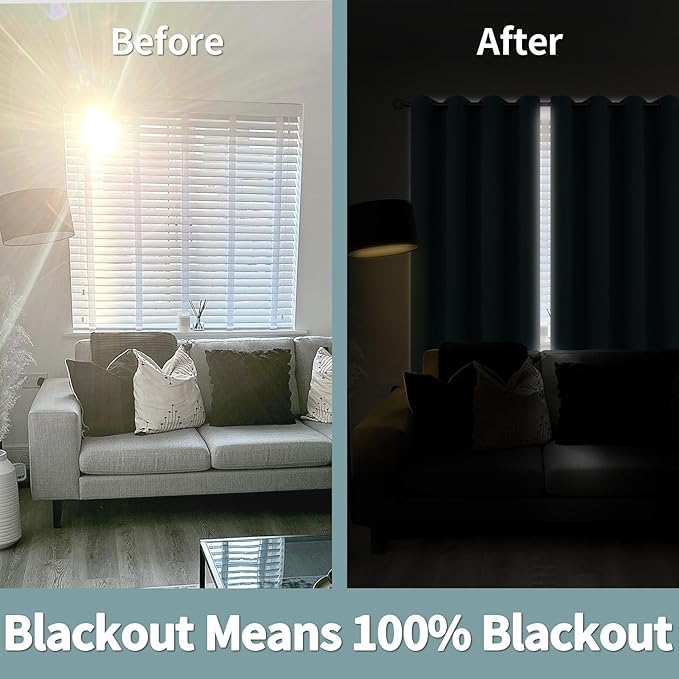 BGment Short 100% Blackout Curtains for Bedroom, Thermal Insulated Lined Energy Efficiency Noise Reducing Grommet Curtains 54 Inch Length for Small Window 2 Panels Each 42 Inch Wide, Frosty Green