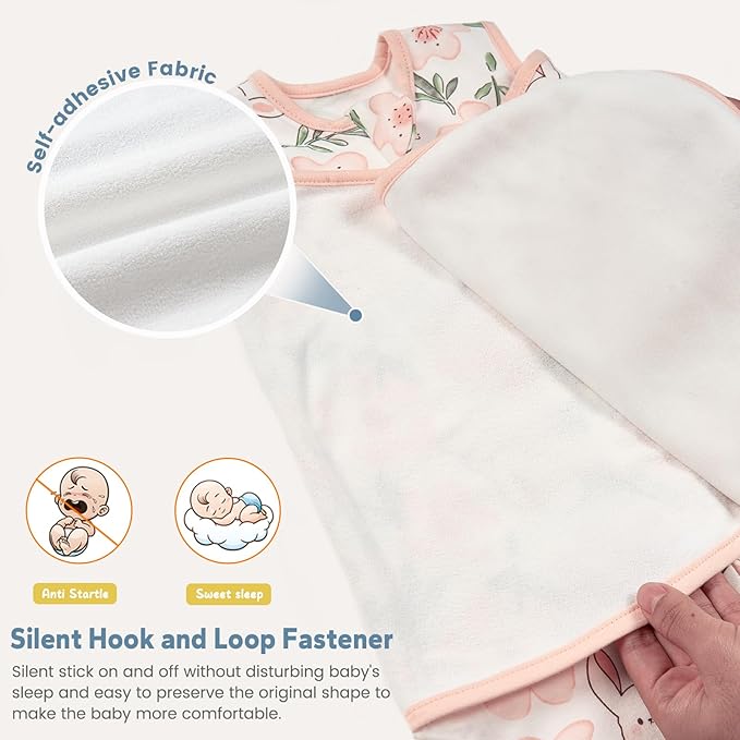 ZIGJOY Baby Swaddle Sleep Sack, 1.0 TOG Sleep Sack Swaddles for Newborns & infant 0-6 Months 100% Cotton Baby Wearable Blanket for Newborn Registry Essentials Green&Rabbit Flower