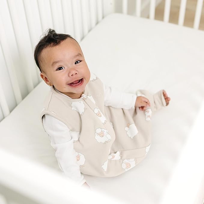 Woolino 4 Season Baby Sleep Bag with Feet Opening, Australian Merino Wool and Organic Cotton, Toddler Sleeping Bag, 6-18mo, Sheep