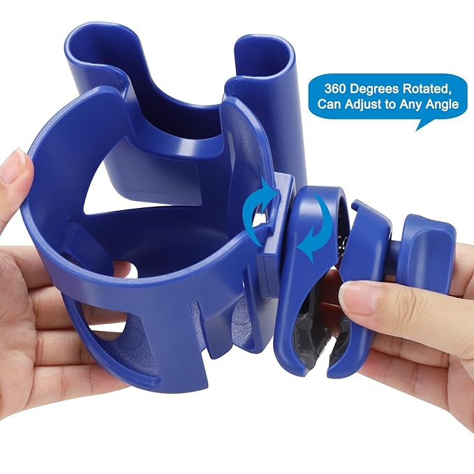 Accmor Universal Cup Holder, Stroller Cup Holder with Phone Holder, 360° Rotatable Large Caliber Designed Bottle Holder for Stroller, Bike, Wheelchair, Walker, Scooter