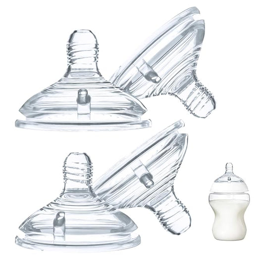 LSAUVWN 4-Count Silicone Bottle Nipples for Natural Start Anti-Colic Bottles & Advanced Anti-Colic Bottles & C to Natural Bottles and NUK Simply Natural Bottle, Anti-Colic Valve, Medium Flow, 3m+